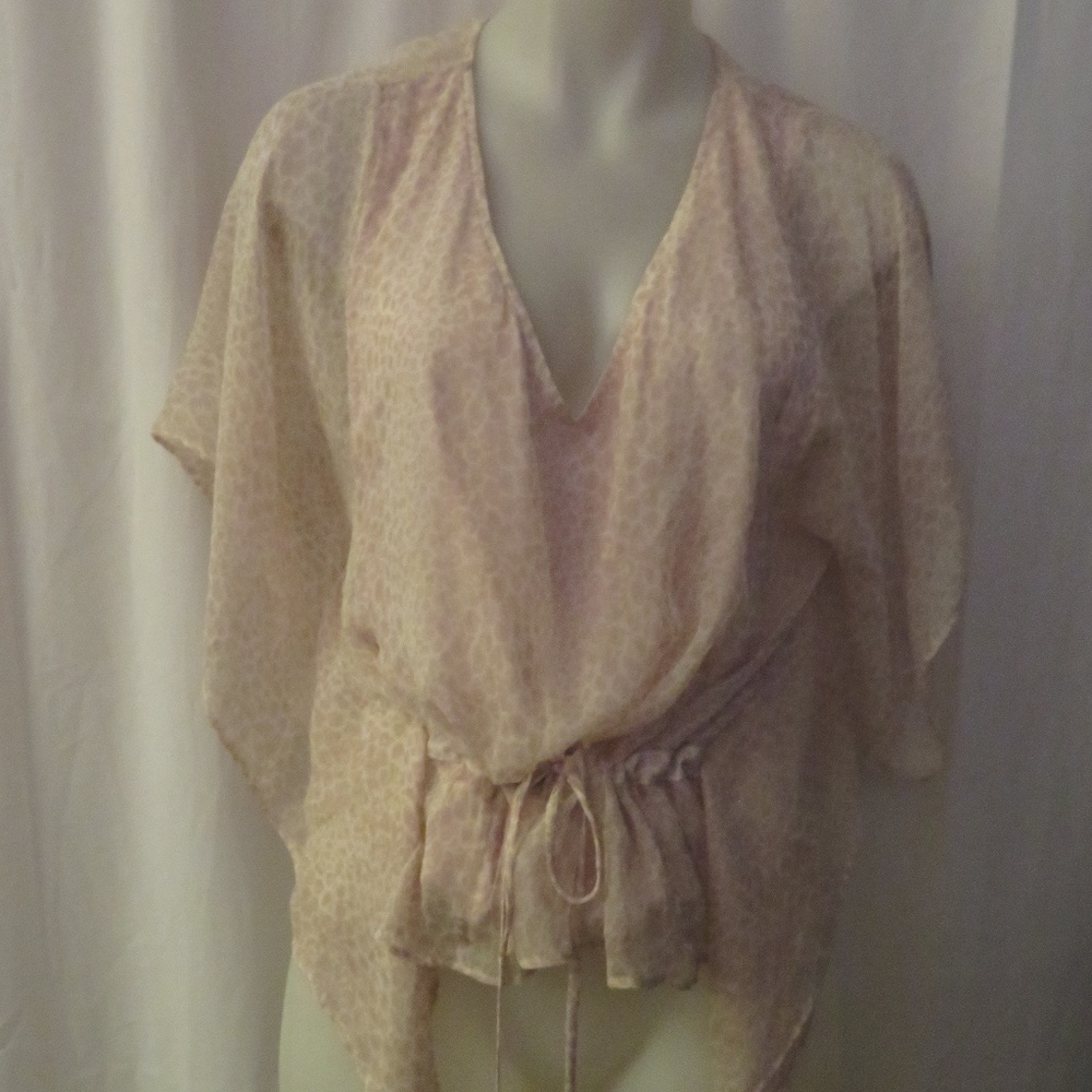 WOMENS RORY BECA 100% SILK SEMI SHEER TOP SZ S